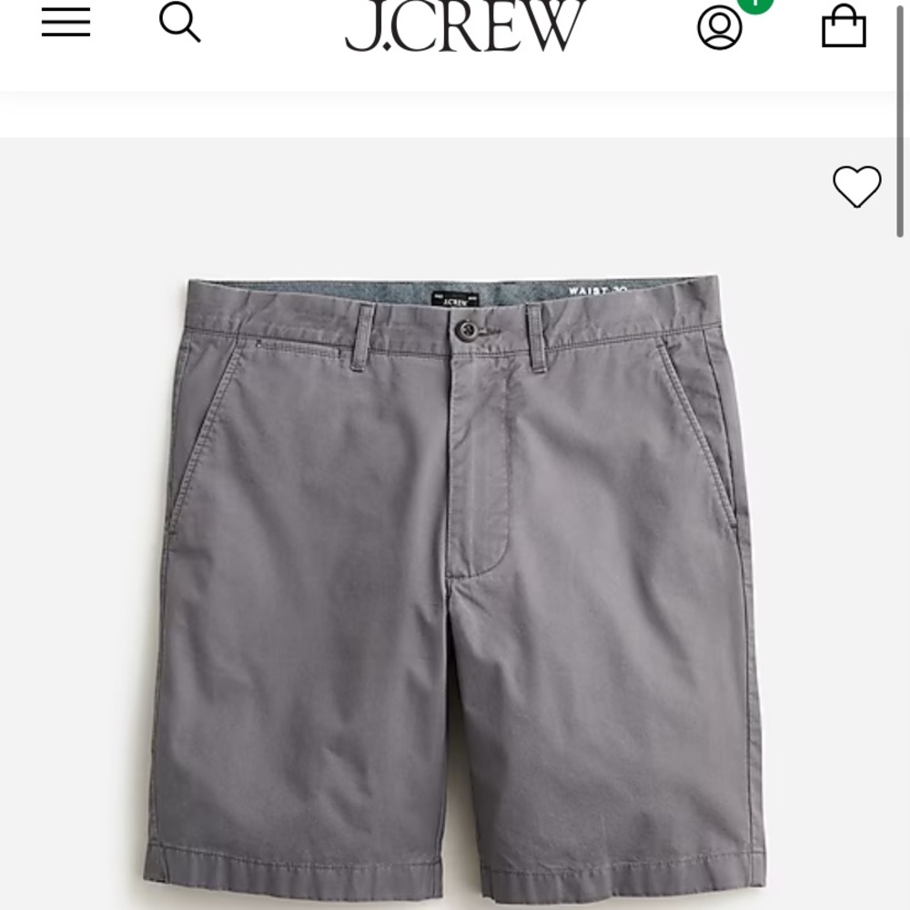 Jcrew Mens 9 inch grey shorts